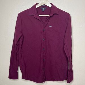 Volcom Mens Caden Classic Fit  Cotton Woven Long Sleeve Button Up Shirt Maroon M
